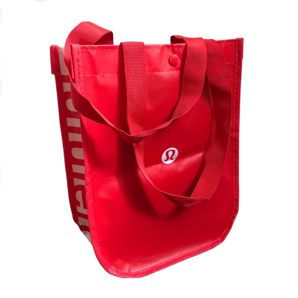 Lululemon athletica Red Tote Reusable Shopping Bag with Snap Closure